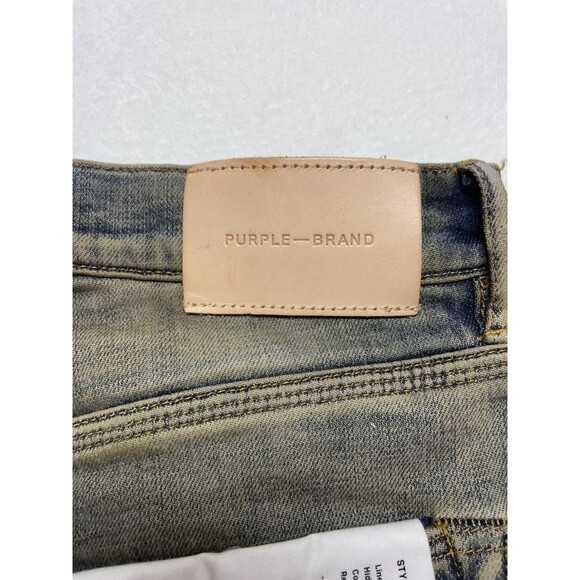 Purple-Brand P001 Slim Fit Indigo Oil Repair Men's Size 29x32 Distressed Jeans - Picture 14 of 15